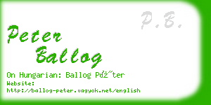 peter ballog business card